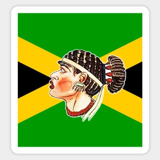 Black girl with Jamaican flag Sticker